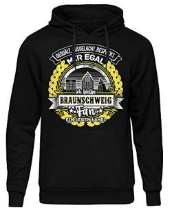 Uglyshirt87 EIN Leben lang Braunschweig Herren Kapuzenpullover | Stadt - Braunschweig Skyline - Fussball - Sport - Braunschweig Pullover - Ultras - Hoodie | Schwarz (M) von Uglyshirt87