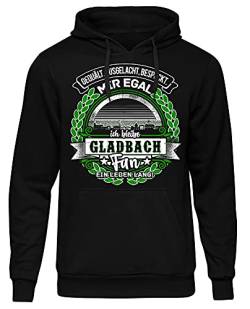 Uglyshirt87 EIN Leben lang Gladbach Herren Kapuzenpullover | Stadt - Gladbach Skyline - Fussball - Sport - Gladbach Pullover - Ultras - Hoodie | Schwarz (3XL) von Uglyshirt87