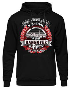 Uglyshirt87 EIN Leben lang Hannover Herren Kapuzenpullover | Stadt - Hannover Skyline - Fussball - Sport - Hannover Pullover - Ultras - Hoodie | Schwarz (S) von Uglyshirt87