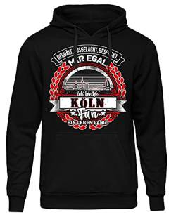 Uglyshirt87 EIN Leben lang Köln Herren Kapuzenpullover | Stadt - Köln Skyline - Fussball - Sport - Köln Pullover - Ultras - Hoodie | Schwarz (M) von Uglyshirt87