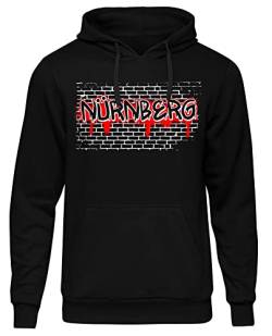 Uglyshirt87 EIN Leben lang Nürnberg Herren Kapuzenpullover | Stadt - Nürnberg Skyline - Fussball - Sport - Nürnberg Pullover - Ultras - Hoodie | Schwarz (3XL) von Uglyshirt87