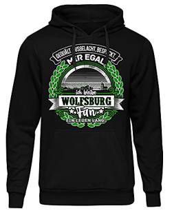Uglyshirt87 EIN Leben lang Wolfsburg Herren Kapuzenpullover | Stadt - Wolfsburg Skyline - Fussball - Sport - Wolfsburg Pullover - Ultras - Hoodie | Schwarz (4XL) von Uglyshirt87