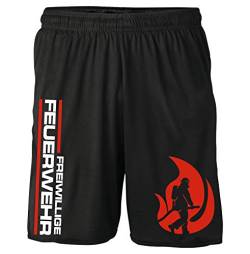 Uglyshirt87 Feuerwehr Shorts | Logo 112 FFW Freiwillige Hose Kurze Hose Sommerhose | M1 (L) von Uglyshirt87