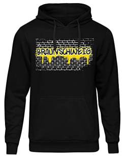 Uglyshirt87 Graffiti Braunschweig Herren Kapuzenpullover | Stadt - Braunschweig Skyline - Fussball - City - Braunschweig Pullover - Ultras - Hoodie | Schwarz (L) von Uglyshirt87