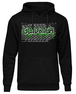 Uglyshirt87 Graffiti Gladbach Herren Kapuzenpullover | Stadt - Gladbach Skyline - Fussball - City - Gladbach Pullover - Ultras - Hoodie | Schwarz (L) von Uglyshirt87