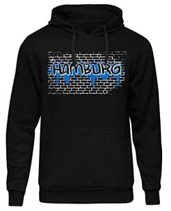 Uglyshirt87 Graffiti Hamburg Herren Kapuzenpullover | Stadt - Hamburg Skyline - Fussball - City - Hamburg Pullover - Ultras - Hoodie | Schwarz (XXL) von Uglyshirt87