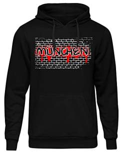 Uglyshirt87 Graffiti München Herren Kapuzenpullover | Stadt - München Skyline - Fussball - City - München Pullover - Ultras - Hoodie | Schwarz (L) von Uglyshirt87