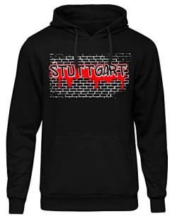 Uglyshirt87 Graffiti Stuttgart Herren Kapuzenpullover | Stadt - Stuttgart Skyline - Fussball - City - Stuttgart Pullover - Ultras - Hoodie | Schwarz (M) von Uglyshirt87