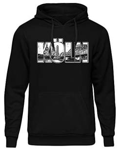 Uglyshirt87 Köln Vintage Skyline Herren Kapuzenpullover | Stadt - City - Fussball - Sport - Köln Pullover - Ultras - Hoodie | Schwarz (XL) Druck: Weiß von Uglyshirt87