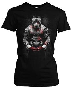 Boxing Bully Damen Girlie T-Shirt | Boxing Shirt Damen - MMA Tshirt Damen - Muay Thai - Sport - Pitbull - Boxen (XXL) von Uglyshirt89