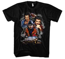 Burt Reynolds Männer und Herren T-Shirt | Hooper Schlitzohr Pontiac Bandit Kult (XXL, Schwarz Druck: Bunt) von Uglyshirt89