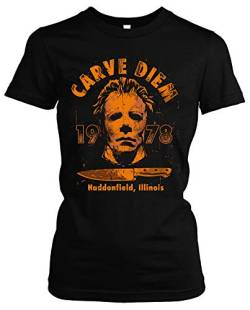 Carve Diem Michael Damen Girlie T-Shirt | Horror Halloween Myers Nightmare (XXL) von Uglyshirt89