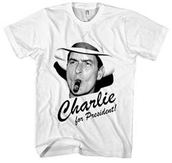 Charlie for President Männer und Herren T-Shirt | Charlie Sheen Vintage Kult ||| (L, Weiß) von Uglyshirt89