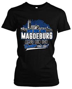 Cooler als du Magdeburg Damen Girlie T-Shirt | Fussball Skyline Trikot Sport Ultras Fun (L) von Uglyshirt89