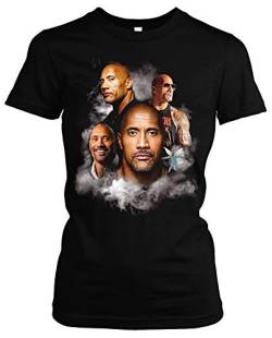 Dwayne Johnson Damen Girlie T-Shirt | Dwayne Johnson Shirt Damen - The Rock Shirt - Skyscraper (Schwarz/Druck: Bunt, L) von Uglyshirt89