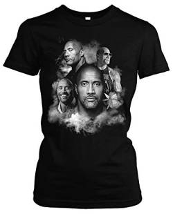 Dwayne Johnson Damen Girlie T-Shirt | Dwayne Johnson Shirt Damen - The Rock Shirt - Skyscraper (Schwarz/Druck: Weiß, S) von Uglyshirt89