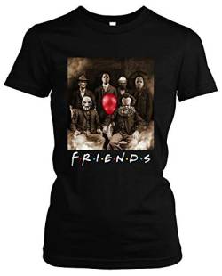 Friends Horror Damen Girlie T-Shirt | Horror Halloween Nightmare Freddy Michael Myers Jason Clown (L) von Uglyshirt89