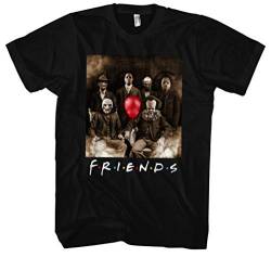 Friends Horror Männer Herren T-Shirt | Horror Halloween Nightmare Freddy Michael Myers Jason Clown | Schwarz (M) von Uglyshirt89