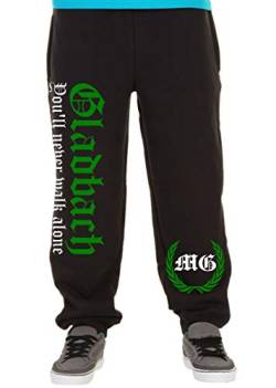 Gladbach Never Walk Alone Männer und Herren Jogginghose | BMG Fussball Ultras Fan | M2 (L, Schwarz) von Uglyshirt89