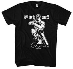 Glück auf ! Männer Herren T-Shirt | Bergbau Kumpel Kohle Stahl Ruhrpott (3XL, Schwarz) von Uglyshirt89