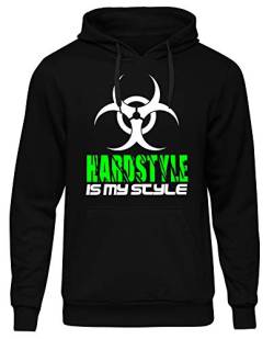 Hardstyle is My Style Männer und Herren Kapuzenpullover | Hardcore Musik Minimal Geschenk | M1 (Schwarz-Neongrün, S) von Uglyshirt89