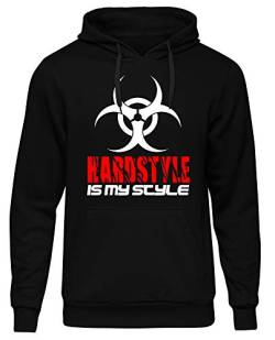 Hardstyle is My Style Männer und Herren Kapuzenpullover | Hardcore Musik Minimal Geschenk | M1 (Schwarz-Rot, L) von Uglyshirt89