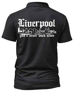 Liverpool Skyline Poloshirt | Stadt Sport Fussball Trikot Ultras | M1 (3XL, Schwarz) von Uglyshirt89