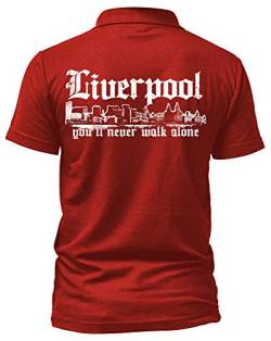 Liverpool Skyline Poloshirt | Stadt Sport Fussball Trikot Ultras | M1 (XL, Rot) von Uglyshirt89