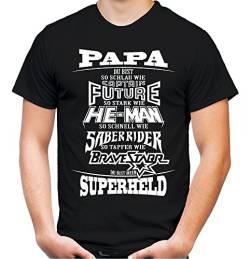 Papa Superheld Männer und Herren T-Shirt | Vater Vati Held Hero Vatertag (XXL, Schwarz) von Uglyshirt89