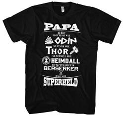 Papa Superheld Wikinger Männer Herren T-Shirt | Held Hero Freundschaft Geburtstagsgeschenk Odin Thor Sleipnir (XL, Schwarz) von Uglyshirt89