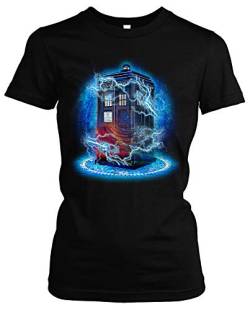 Police Box Damen Girlie T-Shirt | Doctor Dalek Tardis Who Logo (XL) von Uglyshirt89