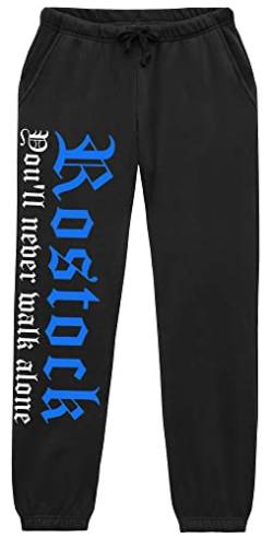 Rostock Never Walk Alone Herren Jogginghose | Fussball Ultras Männer Hansestadt Sport Trikot Rostock Hose | M1 (XXL) von Uglyshirt89