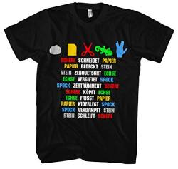 Stein, Papier, Schere, Echse, Spock Männer Herren T-Shirt | Spiel Sheldon Fun | M1 (XL, Druck: Bunt) von Uglyshirt89