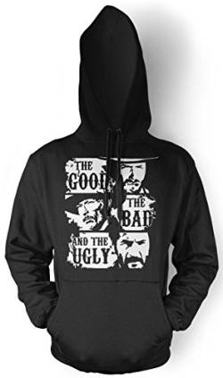 The Good The Bad and The Ugly Männer und Herren Kapuzenpullover | Clint Eastwood Western Kostüm Kult (4XL, Schwarz) von Uglyshirt89