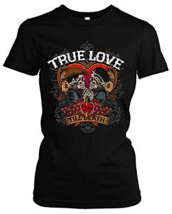 True Love Damen Girlie T-Shirt | Liebe Rockabilly Gangster Bonnie Clyde (M) von Uglyshirt89