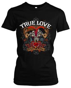 True Love Damen Girlie T-Shirt | Liebe Rockabilly Gangster Bonnie Clyde (XXL) von Uglyshirt89