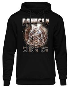 Uglyshirt89 Donnern muss es Kapuzenpullover | Odin Pullover Herren - Wikinger Pullover Herren - Walhalla Hoodie - Valhalla - Germanen Kleidung (3XL) von Uglyshirt89