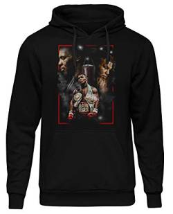 Uglyshirt89 Mike Tyson Männer und Herren Kapuzenpullover | Vintage Sport Boxen Retro Kult (M, Schwarz Druck:Bunt) von Uglyshirt89