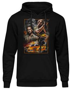 Uglyshirt89 Paul Walker Männer und Herren Kapuzenpullover | Retro Vintage Kult (S, Schwarz Druck:Bunt) von Uglyshirt89