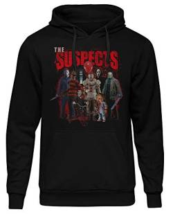 Uglyshirt89 The Suspects Herren Kapuzenpullover | Horror Pullover Herren - Jason Voorhees Hoodie - Halloween - Es Pullover Clown - Michael Myers Hoodie Herren (M) von Uglyshirt89