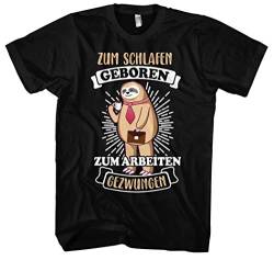 Zum Schlafen geboren Herren T-Shirt | Lustiges Geschenk - Faultier Tshirt Herren - Chillen - Pyjama - Schlafmütze | M1 Schwarz (XXL) von Uglyshirt89