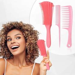 Entwirrer-Haarbürste für Frauen, nasses lockiges Haar, Nassbürste, Entwirrungsbürste mit breitem Zahnkamm, Rattenschwanzkämme zum Scheiteln von Haarstyling-Kämmen, 3-teilig, professionelles von Ugrace Hair
