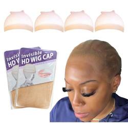 Ugrace Haar HD Perücke Cap Für Spitze Front Perücke HD Perücke Caps Für Frauen Transparente Perücke Cap Unsichtbare HD Perücke Cap (4 PCS HD TIG CAP) von Ugrace Hair