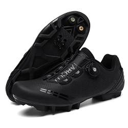 Uhclrr Herren MTB-Radschuhe Mountainbike-Schuhe Atmungsaktive Outdoor-Radschuhe Kompatibel Mit SPD-Stollen(44, Black) von Uhclrr