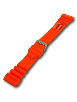 Uhren Pevak® Kautschuk Uhrenarmband Orange 22mm mit Edelstahl Schließe - Passend für Citizen, Seiko, Casio, Michael Kors, Fossil - Wasserfest ideal für Sport- & Taucheruhren von Uhren Pevak