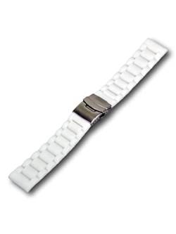 Uhren Pevak® Silikon Uhrenarmband Weiß 24mm Taucher Uhrband mit Faltschließe Wellen Uhr Armband Band von Uhren Pevak