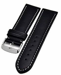 Uhrenarmband schwarz mit weisser Naht 18mm Kalbleder NEU 3815 von Uhrenhuette