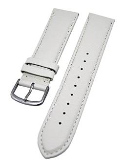 Uhrenarmband supersoft breit Kalbleder Farbe und Stegbreite wählbar (Weiß, 18mm - L) von Uhrenhuette