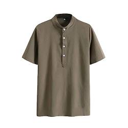 Herren Henley T-Shirt Kurzarm Casual Slim Fit Rundhals T Shirt mit Knopfleiste Grandad-Ausschnitt Sommer Kurze Einfarbig Hemd Short Sleeve Sommershirts (Grün,4XL) von Uikceten