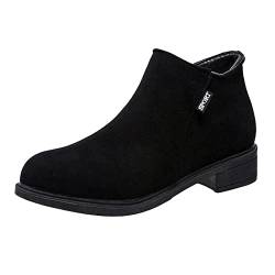 Minimalistische Stiefel mit seitlichem Reißverschluss für Damen, Stiefeletten, kurze Stiefel, einzelne Schuhe für Damen-Freizeitschuhe Orthopädische (Black, 40) von Uikceten